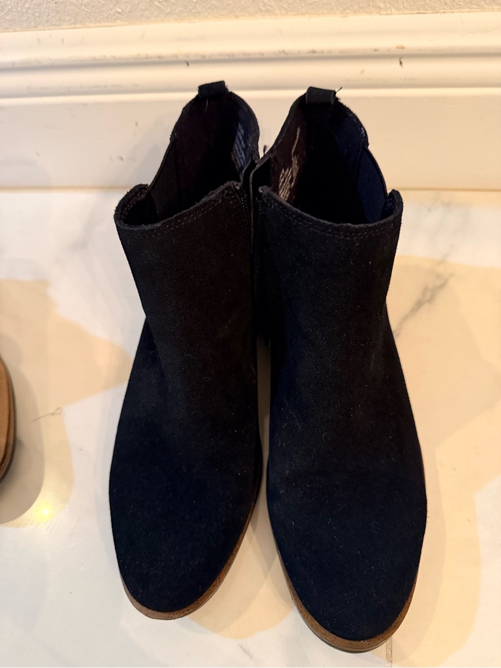White Mountain Black Suede Ankle Booties with Low Heel